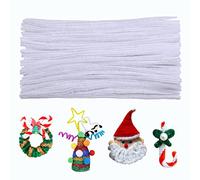 Lot de 100 cure-pipes en chenille - Couleur unie - Pour Halloween, Noël - Artisanat - Fournitures épaisses de cure-pipes - Bâtons en chenille (blanc)