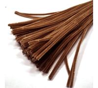 Lot de 100 cure-pipes, fil chenille coloré, pour enfants, pour le bricolage et la décoration, pour les décorations artisanales, les projets de bricolage, 6 mm x 30 cm, environ 100 pièces, marron clair