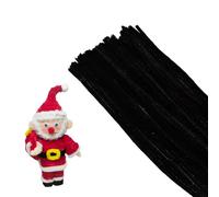 Lot de 100 cure-pipes pour loisirs créatifs, arbres de Noël et couronnes, projets de bricolage, travaux manuels faits à la main, emballage pour Thanksgiving, la fête des mères, Noël, Halloween (noir