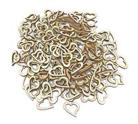 Lot de 100 cœurs ouverts en bois de 15 mm pour scrapbooking, confettis vintage