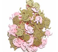 Lot de 100 décorations de fête - Éléphant doré et argenté avec confettis - Oh Baby - 1ère table de douche - Décoration de fête d'anniversaire (rose)