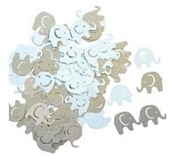 Lot de 100 décorations de fête - Éléphant doré et argenté avec confettis - Oh Baby - 1ère table de douche - Décoration de fête d'anniversaire (bleu gris)