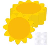 Lot de 100 découpes d'été en carton doré en forme de soleil pour tableau d'affichage de salle de classe 10,2 cm - Papier de soleil vierge en forme de papier créatif avec points de colle pour salle de