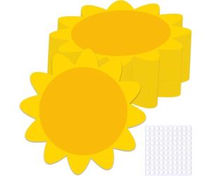 Lot de 100 découpes d'été en carton doré en forme de soleil pour tableau d'affichage de salle de classe 10,2 cm - Papier de soleil vierge en forme de papier créatif avec points de colle pour salle de