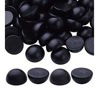 Lot de 100 demi-boules en bois brut naturel lisse pour projets de bricolage, art, peinture, décoration de fête de Noël, 15 mm, noir
