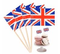 Lot de 100 -dents Union Jack King Charles III pour gâteau de | Décoration d'événement royal pour anniversaire, fête de mariage, fête nationale