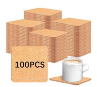 Lot de 100 dessous de verre carrés vierges en liège pour loisirs créatifs, antidérapants, résistants à la chaleur, réutilisables, adaptés pour la décoration de bureau à domicile