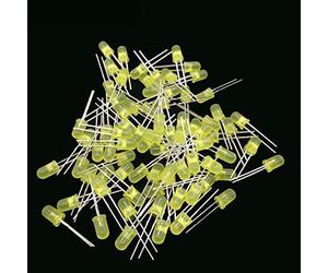 Lot de 100 diodes LED de 3 mm - Blanc, vert, rouge, bleu, jaune, orange, rose, violet, blanc chaud, tête ronde, diode électroluminescente (100 jaunes)