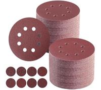 Lot de 100 Disque de Ponçage, Disques Abrasifs 125mm 8 Trous Idéal pour Poncer/Polir pour Ponceuse Excentrique (Grain Mixte 40/60/80/120/180/240/320/400)