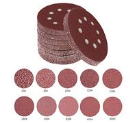 Lot de 100 disques abrasifs circulaires de 12,5cm avec 8 trous, sans poussière, auto-agrippant, grain 60 à 600