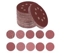 Lot de 100 disques abrasifs circulaires de 12,5cm avec 8 trous, sans poussière, auto-agrippant, grain 60 à 600