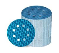 Lot de 100 disques abrasifs orbitaux de 12,7 cm - 8 trous - Papier abrasif en aluminium - Blocage en losange - Avec dos en velours