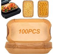 Lot de 100 doublures de friteuse à air comprimé pour Ninja Foodi MAX Health Grill et friteuse à air comprimé AG551UK AG551UKCP, grands sacs rectangulaires jetables en papier parchemin, accessoires de
