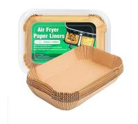 Lot de 100 doublures en papier parchemin jetables pour friteuse à air, compatibles avec Ninja [AF300UK], [AF400UK], Salter et autres friteuses à air double zone 7,6 à 9,5 L (220 mm x 140 mm)