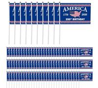 Lot de 100 drapeaux américains sur tige, drapeau des États-Unis du 250e anniversaire avec impression recto-verso, drapeaux à main pour les célébrations du Jour de l'Indépendance et les défilés, Style2