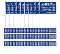 Lot de 100 drapeaux américains sur tige, drapeau des États-Unis du 250e anniversaire avec impression recto-verso, drapeaux à main pour les célébrations du Jour de l'Indépendance et les défilés, Style1