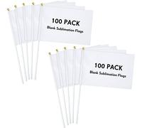 Lot de 100 drapeaux blancs à sublimation - Petits drapeaux blancs à coller sur bâton - Décorations de fête pour défilés, fête d'anniversaire, mariage, événements