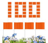Lot de 100 drapeaux de pelouse - Drapeaux de dressage de chien - Orange et vert et bleu - Bannières d'enquête haute visibilité pour paysagistes, jardiniers, cour, extérieur, , construction