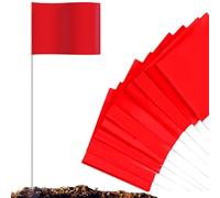 Lot de 100 drapeaux fluorescents à piquet haute visibilité, bannières résistantes aux intempéries, panneaux d'avertissement de limite | Enquête de planification de jardin, irrigation, construction