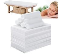 Lot de 100 draps de lit jetables pour table de massage - 78,7 x 180,3 cm - En tissu non tissé doux et respirant - Pour massage, beauté, tatouages (blanc)