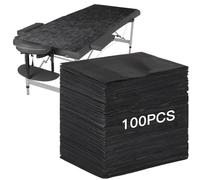 Lot de 100 draps de lit jetables pour tables de massage, housses imperméables en polypropylène non tissé, noir, 78,7 x 180,9 cm pour utilisation au spa