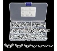 Lot de 100 écrous à ailettes en acier inoxydable M3 M4 M5 M6 M8 M10 M12 - Outils de matériel - Vis à oreilles papillon - Lot de 100 écrous à oreilles - Argenté