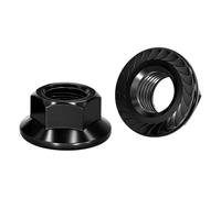 Lot de 100 Écrous à Embase Hexagonale Crantés et Autobloquants M5 x 0,8mm, en Acier au Carbone Zingué Noir Fixations pour Meubles, Automobile et Industrie