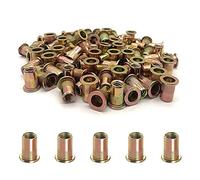 Lot de 100 écrous à riveter, 1/4"-20 en acier carbone UNC, assortiment d'écrous à rivet à tête plate filetés (1/4"-20)