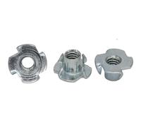 Lot de 100 écrous captifs en T à quatre griffes for haut-parleurs bois, acier au carbone plaqué M6, femelles