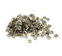 Lot de 100 écrous carrés M4 x 7 x 2 mm, écrous carrés filetés en acier au carbone, fixations à machine, finition plaquée zinc