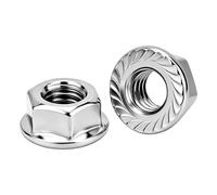 Lot de 100 Écrous de Blocage Hexagonaux à Embase Crantée M6 x 1mm, Acier Inoxydable 201 Écrous de Sécurité Métriques pour Meubles et Fixations Industrielles