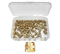 Lot de 100 écrous en laiton M3 x 4 x 5 mm avec 1 boîte de rangement. Inserts imprimés en 3D, écrous en cuivre moletés, écrous d'insertion en laiton, adaptés pour le traitement et la fabrication