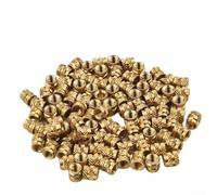 Lot de 100 écrous filetés en laiton avec extérieur moleté pour une fixation sûre dans le moulage par injection, les circuits imprimés et les composants en plastique (M4 x 4 x 6)