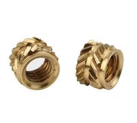 Lot de 100 écrous hexagonaux auto-serrants en laiton avec filetage interne, moletés pour une haute résistance à l'extraction, compatibles avec les matériaux imprimés 3D PLA PETG ABS, 100 pièces (8 x 6