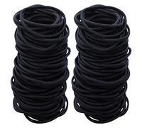 Lot de 100 élastiques à cheveux doux sans métal pour femme et enfant - 2 mm d'épaisseur - Noir