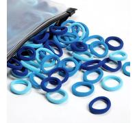 Lot de 100 élastiques à cheveux en coton pour bébés filles et enfants, petits élastiques à cheveux multicolores sans couture pour queue de cheval (mélange de bleu)