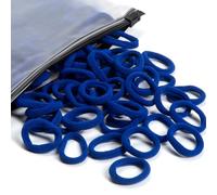 Lot de 100 élastiques à cheveux en coton pour bébés filles et enfants, petits élastiques à cheveux multicolores sans couture pour queue de cheval (bleu roi)