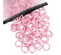 Lot de 100 élastiques à cheveux en coton pour bébés filles et enfants, petits élastiques à cheveux multicolores sans couture pour queue de cheval (rose clair)