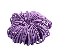 Lot de 100 élastiques à cheveux en nylon sans danger pour filles - 3 cm - Pour le sport - Sans dommages - Pour cheveux fins/épais, bouclés et fins - Violet - Taille unique