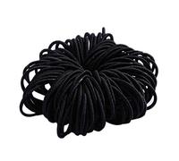 Lot de 100 élastiques à cheveux en nylon sans danger pour filles - 3 cm - Pour le sport - Sans dommages - Pour cheveux fins/épais et bouclés - Noir - Taille unique