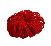 Lot de 100 élastiques à cheveux en nylon sans danger pour filles - 3 cm - Pour le sport - Sans dommages - Pour cheveux fins/épais et bouclés - Rouge - Taille unique