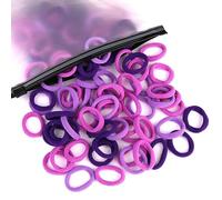 Lot de 100 élastiques à cheveux pour enfants, en nylon doux, sans dommage, sans couture, accessoires pour queue de cheval, pour tout-petits, filles, choix de couleurs variées (violet mélangé)