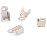 LOT DE 100 EMBOUTS CACHE NOEUDS A ECRASER METAL ARGENTE 3 x 6 mm - CREATION PERLES
