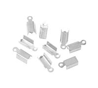 LOT DE 100 EMBOUTS CACHE NOEUDS A ECRASER METAL ARGENTE CLAIR 11,5 x 4,5 mm - CREATION PERLES