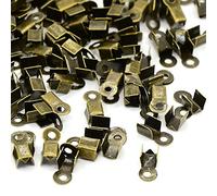 LOT DE 100 EMBOUTS CACHE NOEUDS A ECRASER METAL BRONZE 3 x 9 mm - CREATION PERLES