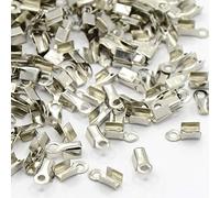 lot de 100 embouts caches-nœuds à écraser en métal doré ou argenté clair 9x3,5 mm (argenté)