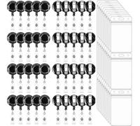 Lot de 100 Enrouleurs de Badge Rétractables, Clips Porte-Badge Robustes avec Porte-Cartes d'Identité, Lanière Extensible avec Clip Ceinture et Porte-Nom Transparent pour Infirmière Médecin Enseignant