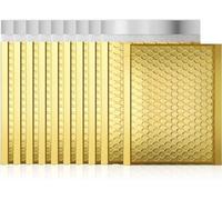 Lot de 100 enveloppes à bulles en aluminium métallique doré, sachets d'expédition autocollants imperméables, enveloppes rembourrées pour l'expédition, le courrier, l'emballage, en vrac (doré, 120 x