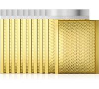 Lot de 100 enveloppes à bulles en feuille métallique imperméables et auto-adhésives pour expédition postale (doré, argenté, noir ou rose, 260 x 350 mm)
