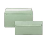 Lot de 100 enveloppes à lettre DIN long - Eucalyptus (vert) - 110 g/m² - 11 x 22 cm - Très indéformables - Fermeture adhésive - Marque de qualité : FarbenFroh by Gustav Neuser